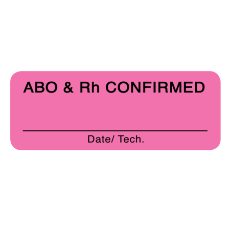 NEVS Label, ABO & RH Confirmed 3/4" x 2" Flr Pink w/Black LBW-0006